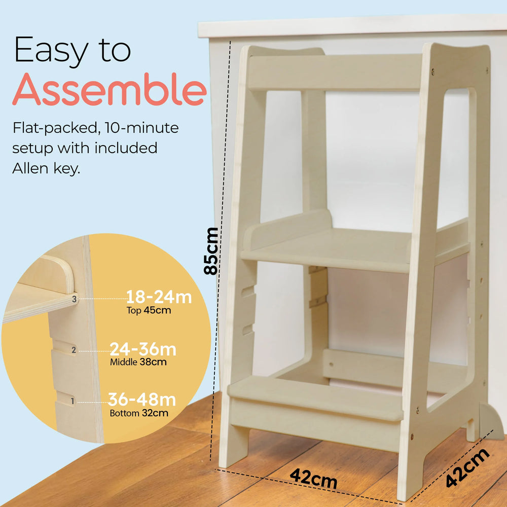  easy to assemble toddler tower with platform heights