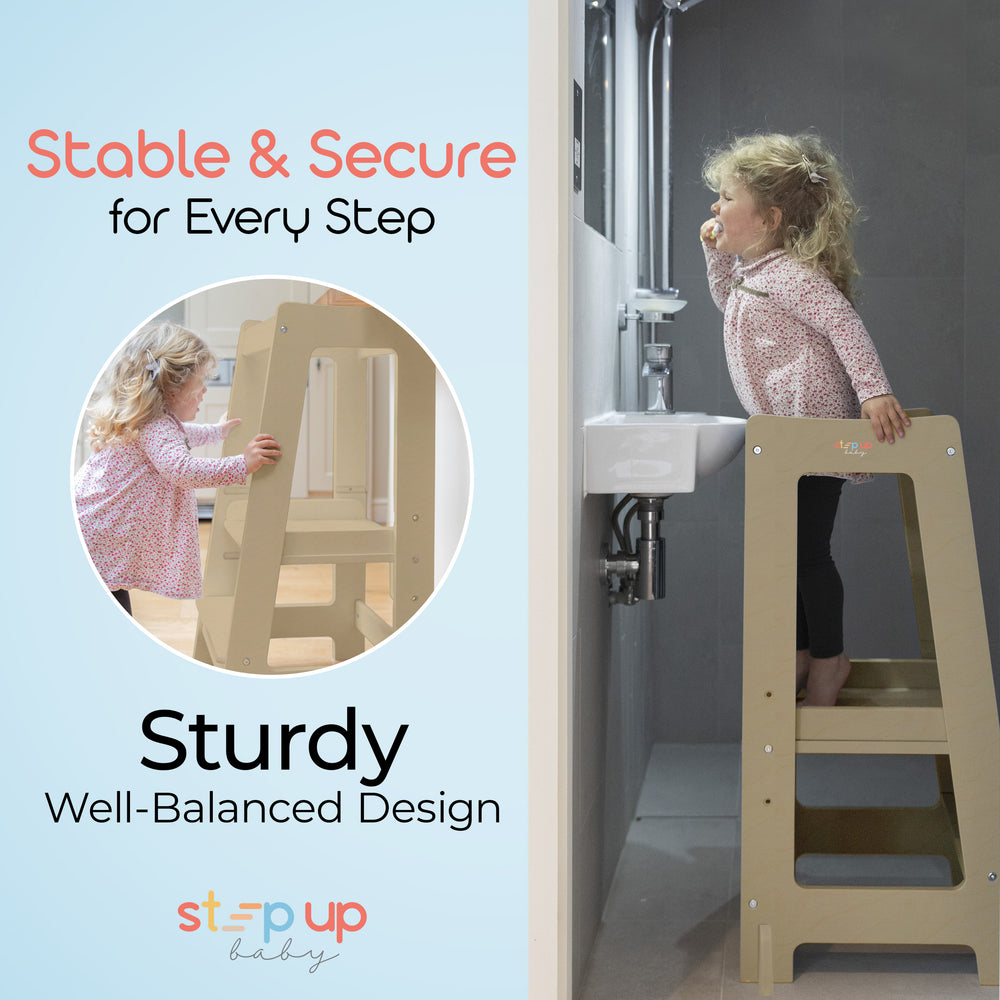 Nuestra torre Montessori para niños pequeños con escalón ajustable